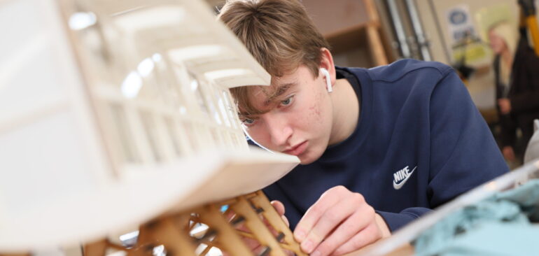 A Level 3D Design student in workshop