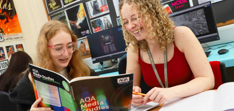 A Level Media Studies students studying Media in a classroom