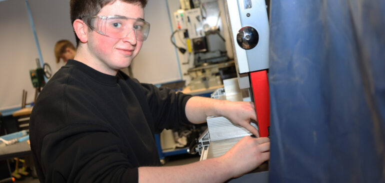 Level 2 Engineering student in workshop in Buttermere